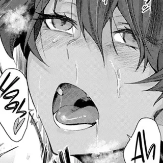😍 Haah Ah anime, manga, sweat, open mouth, expression, exaggerated, monochrome telegram sticker