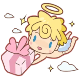 🎁 cupid, angel, gift, wings, halo, cute telegram sticker