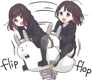 🥳 flip flop anime, girls, spring rider, bunny, cute telegram sticker