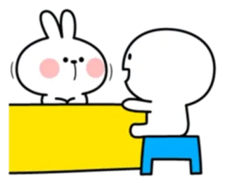 🙂 うさぎ, 可愛い, アニメ, 座っている, キャラクター telegram sticker