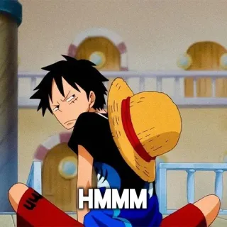 🤨 Luffy One Piece HMMM' Animé, Réflexion, Doute, Dessin animé, Luffy, One Piece telegram sticker