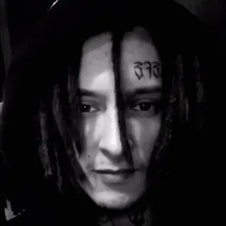 😔 595 faccia, tatuaggio, bianco e nero, persona, dreadlocks telegram sticker