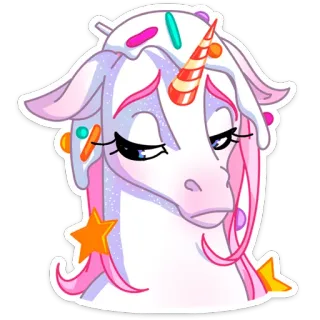 🦄 unicórnio, desenho animado, sobremesa, fofo, adesivo whatsapp sticker