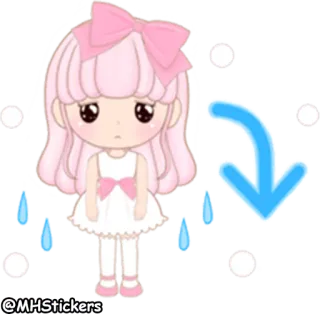 😢 @MHStickers Cartone animato, Adesivo, Ragazza, Triste, Fiocco, Pioggia, Carino telegram sticker