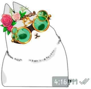 🌺 gato, animal, corona de flores, gafas de sol, lindo, pegatina telegram sticker