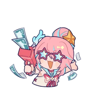 💴 anime, money, character, gun telegram sticker