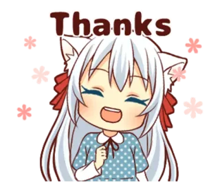 😀 Thanks Anime, Katzenmädchen, Danke, Kawaii, Süß telegram sticker