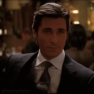 😏 @freeloopsticker homem, retrato, christian bale, ator, terno, gravata whatsapp sticker