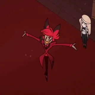 🌟 Alastor Hazbin Hotel 만화, 악마, 호텔, 빨간색, 애니메이션 telegram sticker
