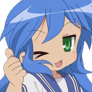 👍 Konata Izumi Lucky Star anime, linda, guiño, chica, feliz telegram sticker