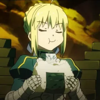 💙 Saber Fate Anime, Comida, Lindo, Onigiri, Chica, Rubia, Saber telegram sticker