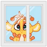 😵 Fenster, Monster, Niedlich, Cartoon, Illustration, Tier whatsapp sticker