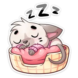 😴 ZZZ Katze, schlafend, süß, Tier, Haustier, Bett, zzz, Cartoon whatsapp sticker