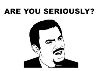 ® ARE YOU SERIOUSLY? Meme, Sério?, Pergunta, Engraçado, Expressão telegram sticker