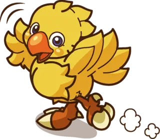 👋 Chocobo Final Fantasy โชโคโบะ, ไฟนอลแฟนตาซี, นก, สีเหลือง, วิดีโอเกม, น่ารัก telegram sticker