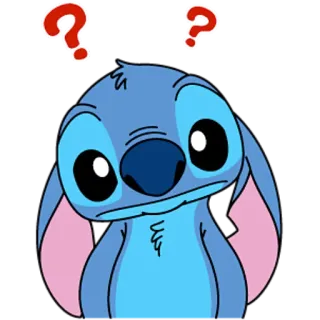 🧐 Stitch 질문, 혼란스러움, 만화, 귀여운, 파란색, 외계인, 릴로 & 스티치 telegram sticker