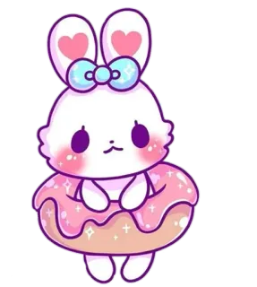 🍩 зайчик, пончик, каваи, милый, животное, розовый telegram sticker