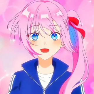 🙂 animé, fille, cheveux roses, dessin animé, personnage, mignon telegram sticker