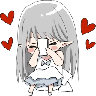 😍 Anime, Dibujos animados, Kawaii, Elfo, Lindo, Corazones whatsapp sticker