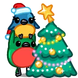 🎄 鳥, クリスマス, 木, 休日, デコレーション, お祝い telegram sticker