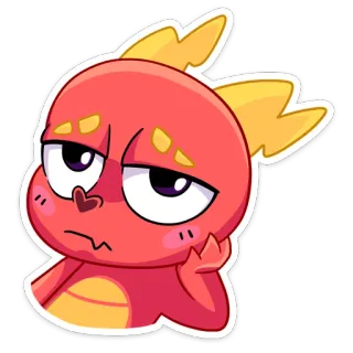 😒 cartoon, dragon, cute, emoji, red, character whatsapp sticker