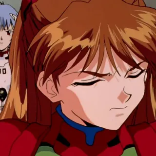 😒 Asuka Langley Soryu Neon Genesis Evangelion anime, character, eva, manga, redhead, serious, tv show, red suit telegram sticker
