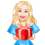 🎁 cartoon, gift, woman, blonde, present, ribbon, character telegram sticker