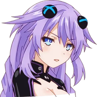 😮 Neptune Hyperdimension Neptunia Animé, Dessin animé, Jeu, Cheveux violets, Personnage de jeu vidéo, Neptune telegram sticker