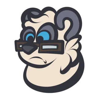 😐 sticker, cartoon, animal, glasses telegram sticker