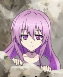 🤐 Anime, Dessin animé, Fille, Cheveux lilas, Yeux violets, Suffisant, Personnage telegram sticker