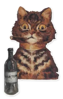 🍸 OLD TOM cat, cigar, bottle, alcohol, vintage, humor telegram sticker