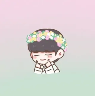 🍥 卡通, 可爱, 花环, 男孩, Q版 telegram sticker
