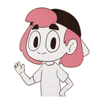 👋 cartoon, personage, roze haar, zwaaien telegram sticker