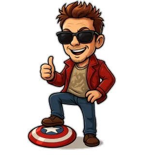 👍 Cartoon, Figur, Superheld, Captain America, Daumen hoch, Sticker, Fanart telegram sticker