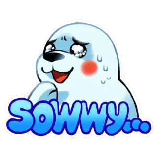 😥 Sowwy... sello, lo siento, lindo, disculpa, animal, dibujos animados telegram sticker