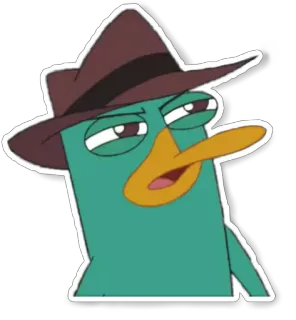 😑 Perry the Platypus Phineas and Ferb platypus, agent, hat, disney, cartoon, perry whatsapp sticker