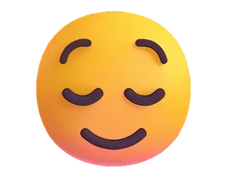 😌 อิโมจิ, ยิ้ม, หน้า, สีหน้า, มีความสุข, สงบ, ผ่อนคลาย telegram sticker