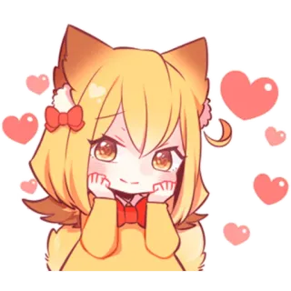 🥰 anime, kawaii, cute, hearts, cat girl telegram sticker