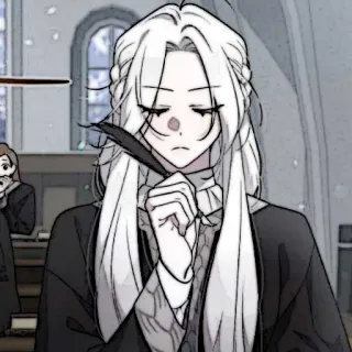 🕊 Аниме, Манга, Персонаж, Длинные волосы, Перо, Письмо, Иллюстрация telegram sticker