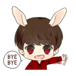 👋 BYE BYE Anime, Conejo, Kawaii, Adiós, Lindo, Dibujo animado telegram sticker