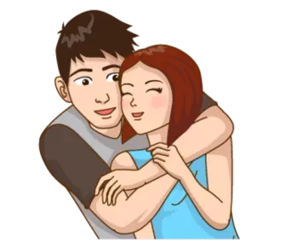 🤗 couple, amour, relation, câlin, dessin animé, affection, romance telegram sticker