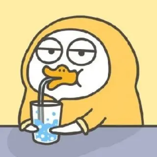 💨 anatra, bere, cartone animato, carino, bevanda, acqua whatsapp sticker