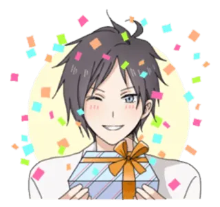 🎁 Anime, Quà tặng, Hoa giấy, Lễ kỷ niệm, Phim hoạt hình, Nháy mắt telegram sticker
