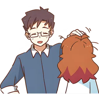 😁 만화, 애정, 머리 쓰다듬기, 애니메이션 telegram sticker