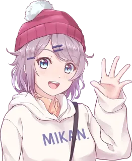 😔 MIKAN. Ragazza anime, Mikan, Carino, Personaggio dei cartoni animati, Capelli viola, Berretto telegram sticker