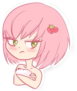 😠 strawberry, anime, cartoon, angry, girl, pink hair telegram sticker
