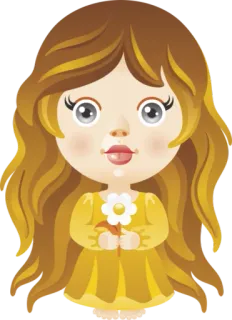 ♍ pop, meisje, bloem, cartoon, schattig telegram sticker