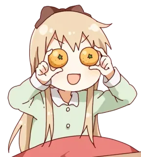 🍊 Anime, Lucu, Gadis, Lucu, Jeruk, Makanan, Ceria telegram sticker