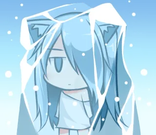❄ Anime, Fille, Glace, Kawaii, Mignon, Gelé whatsapp sticker