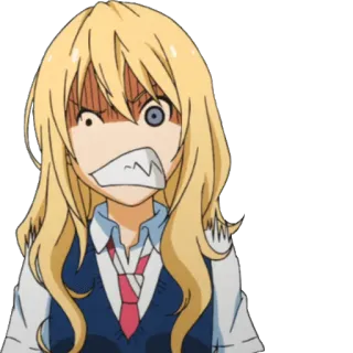 😡 อนิเมะ, ผู้หญิง, การ์ตูน, โกรธ, ผมบลอนด์, สีหน้า telegram sticker